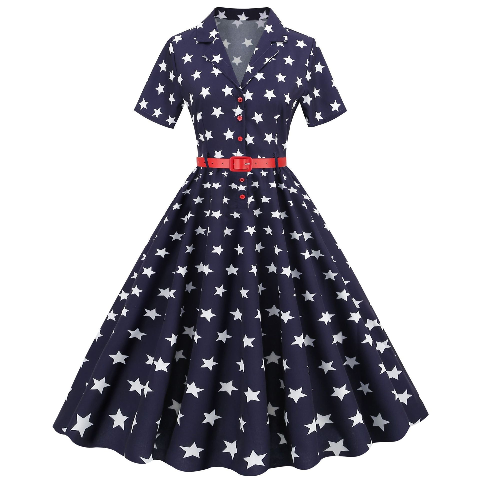 American Flag Dress Women 4th of July Patriotic USA Stars Stripes Dresses Blue Navy