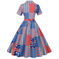 American Flag Dress Women 4th of July Patriotic USA Stars Stripes Dresses Blue Navy Purple