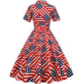 American Flag Dress Women 4th of July Patriotic USA Stars Stripes Dresses Blue Navy Red