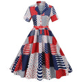American Flag Dress Women 4th of July Patriotic USA Stars Stripes Dresses Blue Navy SKY