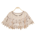 Bling 1920s Style Mesh Sequin Bead Deco Flapper Capelet Shawls Wraps Beige