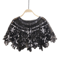 Bling 1920s Style Mesh Sequin Bead Deco Flapper Capelet Shawls Wraps Black Silver