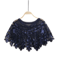 Bling 1920s Style Mesh Sequin Bead Deco Flapper Capelet Shawls Wraps Blue