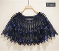 Bling 1920s Style Mesh Sequin Bead Deco Flapper Capelet Shawls Wraps Blue