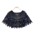 Bling 1920s Style Mesh Sequin Bead Deco Flapper Capelet Shawls Wraps Blue