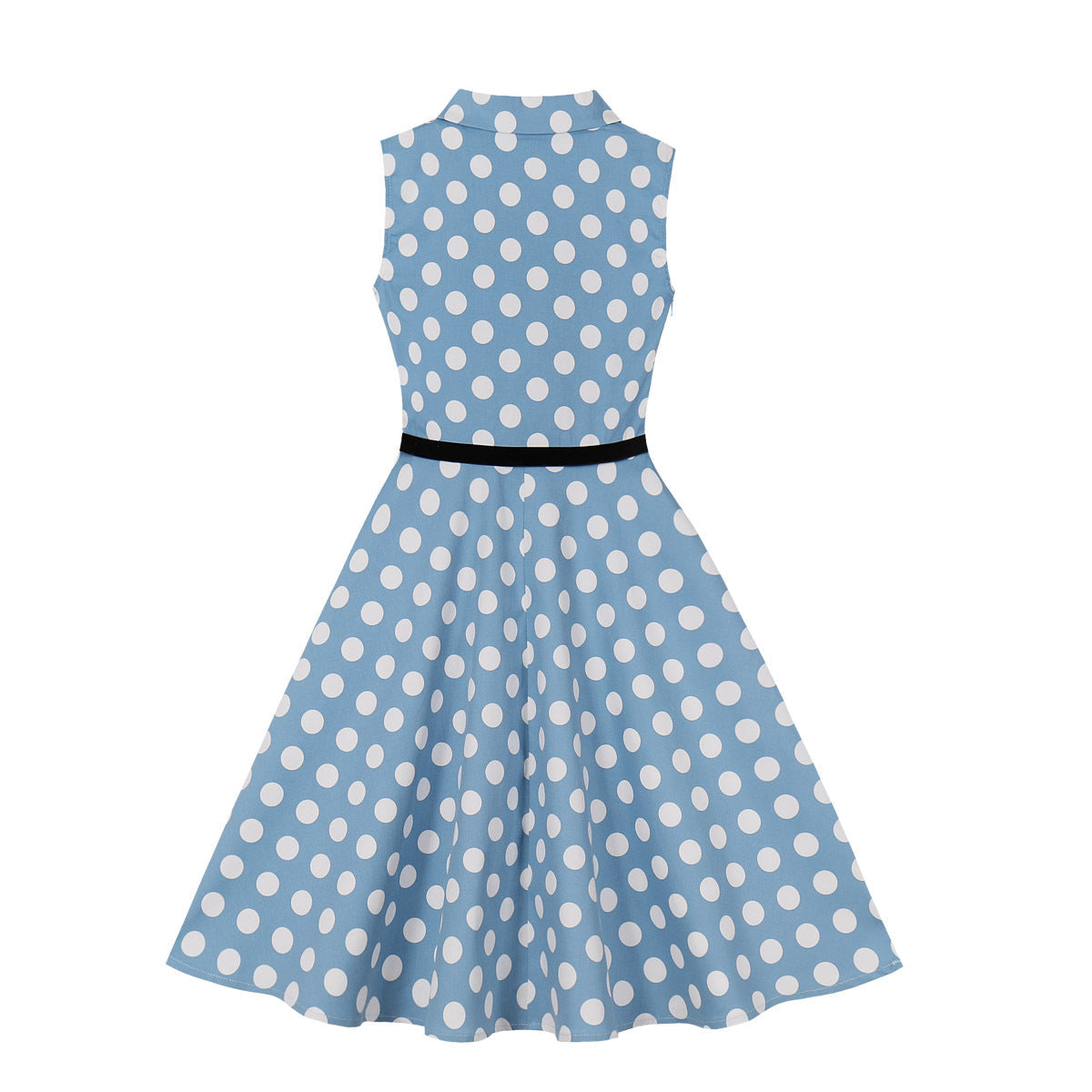 `Girls 1950s Retro Rockabilly Vintage Swing Dress with Belt Blue