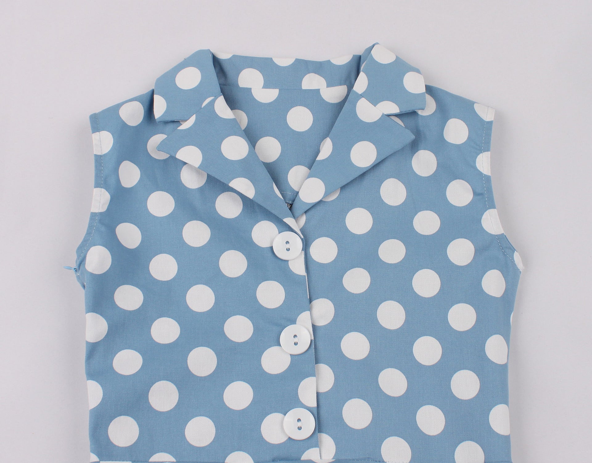 Girls 1950s Retro Rockabilly Vintage Swing Dress with Belt Blue