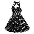 Girls 50s Sweetheart Vintage Flower Swing Straps Prom Dress Black Polka Dots