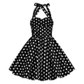 Girls 50s Sweetheart Vintage Flower Swing Straps Prom Dress Black Polka Dots