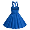 Girls 50s Sweetheart Vintage Flower Swing Straps Prom Dress Blue
