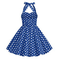 Girls 50s Sweetheart Vintage Flower Swing Straps Prom Dress Blue Polka Dots