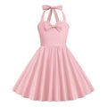 Girls 50s Sweetheart Vintage Flower Swing Straps Prom Dress Pink