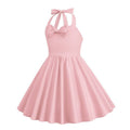Girls 50s Sweetheart Vintage Flower Swing Straps Prom Dress Pink