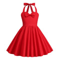 Girls 50s Sweetheart Vintage Flower Swing Straps Prom Dress Red