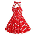 Girls 50s Sweetheart Vintage Flower Swing Straps Prom Dress White Polka Dots