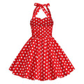 Girls 50s Sweetheart Vintage Flower Swing Straps Prom Dress White Polka Dots