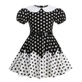 Girls 50s Vintage Dress Rockabilly Swing Party Dresses with Belt Black