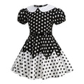 Girls 50s Vintage Dress Rockabilly Swing Party Dresses with Belt Black