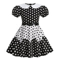 Girls 50s Vintage Dress Rockabilly Swing Party Dresses with Belt Black White