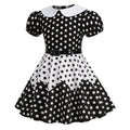 Girls 50s Vintage Dress Rockabilly Swing Party Dresses with Belt Black White