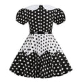 Girls 50s Vintage Dress Rockabilly Swing Party Dresses with Belt Black White