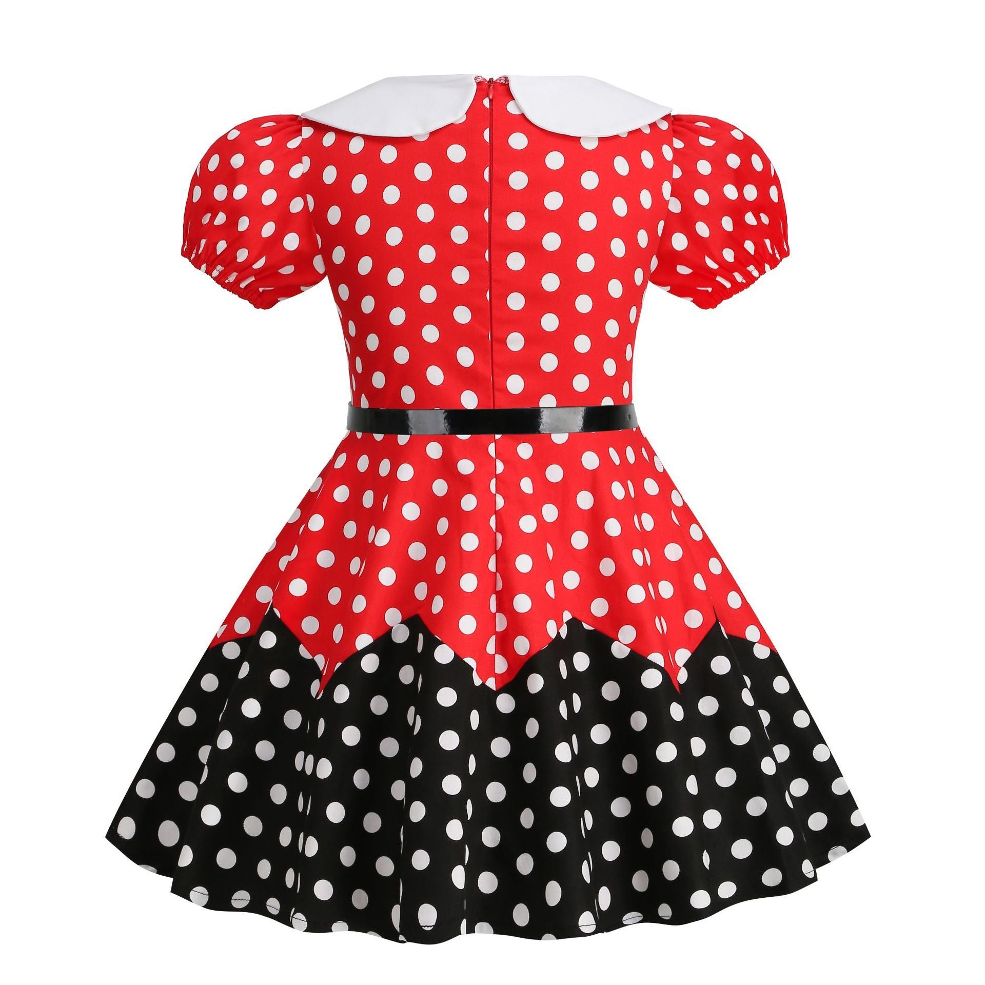 Girls 50s Vintage Dress Rockabilly Swing Party Dresses with Belt Red