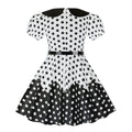 Girls 50s Vintage Dress Rockabilly Swing Party Dresses with Belt White