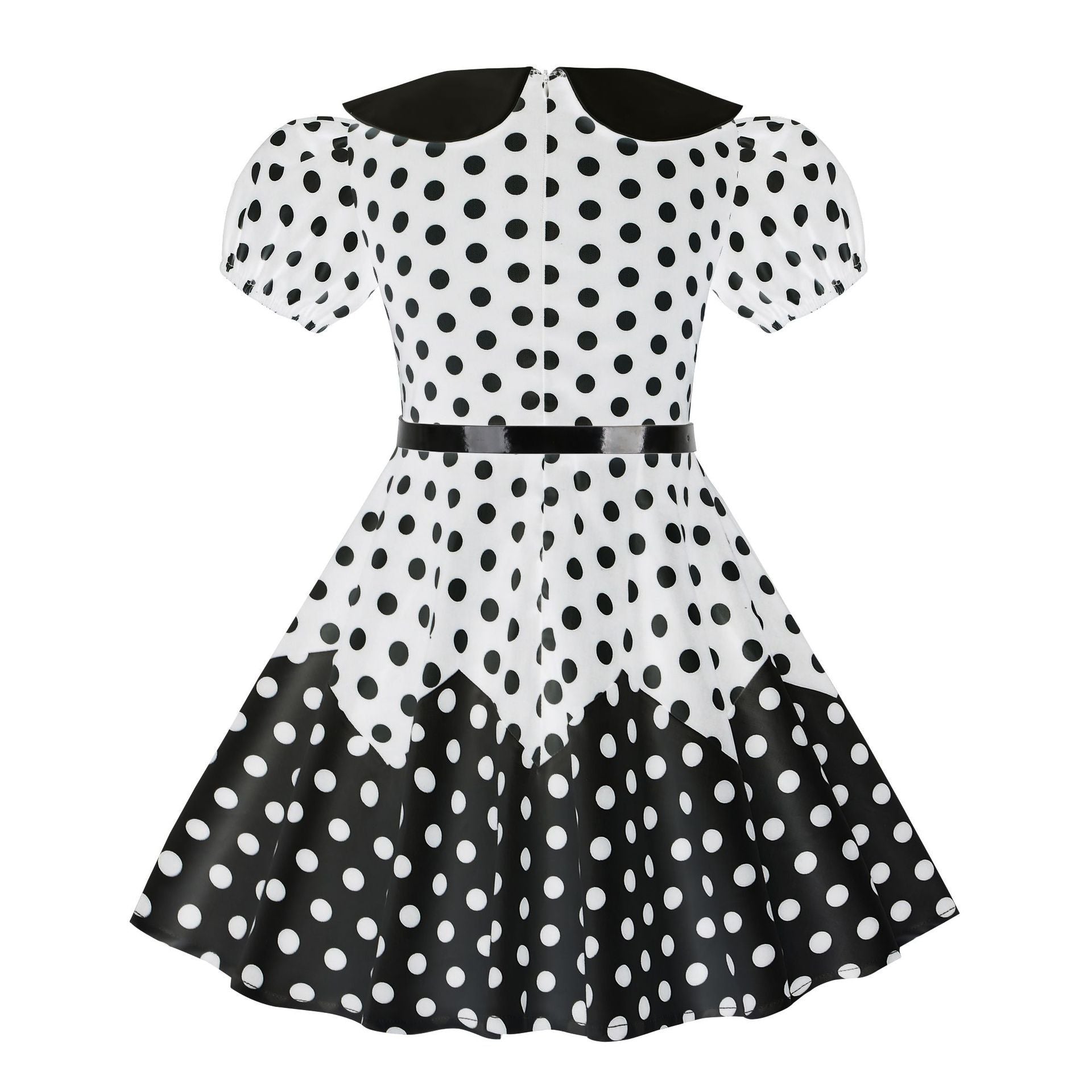 Girls 50s Vintage Dress Rockabilly Swing Party Dresses with Belt White