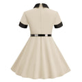 Girls Kids 50s 60s Vintage Rockabilly Swing Dress Party A-line Dresses Beige