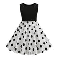 Girls Patchwork Polka Dot Summer Dress Vintage 50s 60s Pin Up Dress White