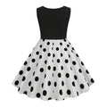 Girls Patchwork Polka Dot Summer Dress Vintage 50s 60s Pin Up Dress White