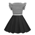 Girls Retro Striped Party Dress 1950s Vintage Swing Prom Dress Black