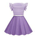 Girls Retro Striped Party Dress 1950s Vintage Swing Prom Dress Purple