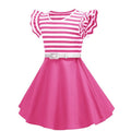 Girls Retro Striped Party Dress 1950s Vintage Swing Prom Dress Rose