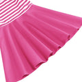 Girls Retro Striped Party Dress 1950s Vintage Swing Prom Dress Rose