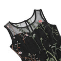 Girls Vintage 1950s Sleeveless Floral Tulle Tea Party Swing Dresses Black