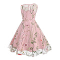 Girls Vintage 1950s Sleeveless Floral Tulle Tea Party Swing Dresses Pink