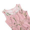 Girls Vintage 1950s Sleeveless Floral Tulle Tea Party Swing Dresses Pink