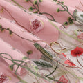 Girls Vintage 1950s Sleeveless Floral Tulle Tea Party Swing Dresses Pink