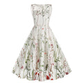 Girls Vintage 1950s Sleeveless Floral Tulle Tea Party Swing Dresses White