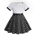 Girls Vintage Dress Polka Dot Swing Rockabilly Dresses Necklace Dresses White