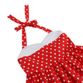 Girls Vintage Floral Print 50s Polka Dot Dress Audrey Halter Dress Red