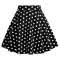 Girls Vintage Polka Dot Skirt 50s Flare A-Line Pleated 50s Skirt Black