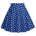 Girls Vintage Polka Dot Skirt 50s Flare A-Line Pleated 50s Skirt Blue