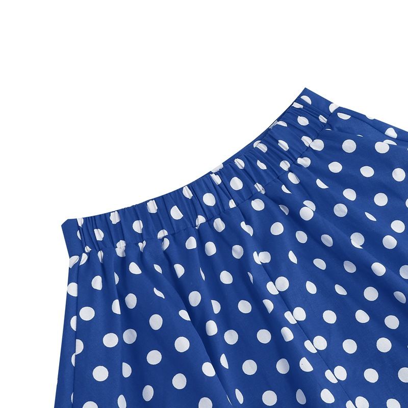 Girls Vintage Polka Dot Skirt 50s Flare A-Line Pleated 50s Skirt Blue
