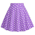 Girls Vintage Polka Dot Skirt 50s Flare A-Line Pleated 50s Skirt Purple