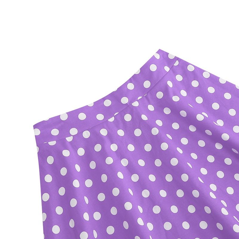 Girls Vintage Polka Dot Skirt 50s Flare A-Line Pleated 50s Skirt Purple