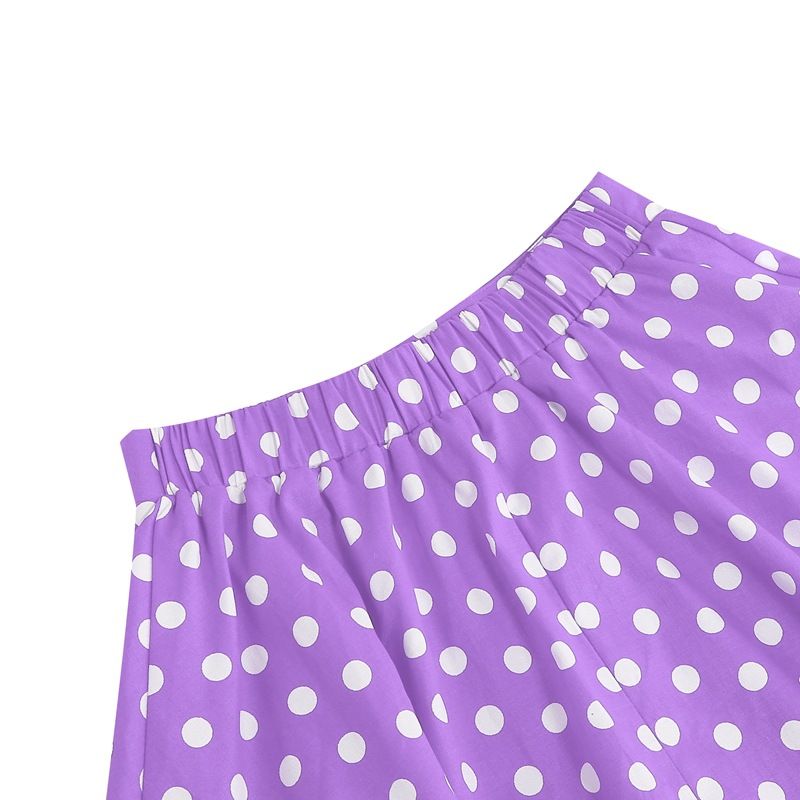 Girls Vintage Polka Dot Skirt 50s Flare A-Line Pleated 50s Skirt Purple