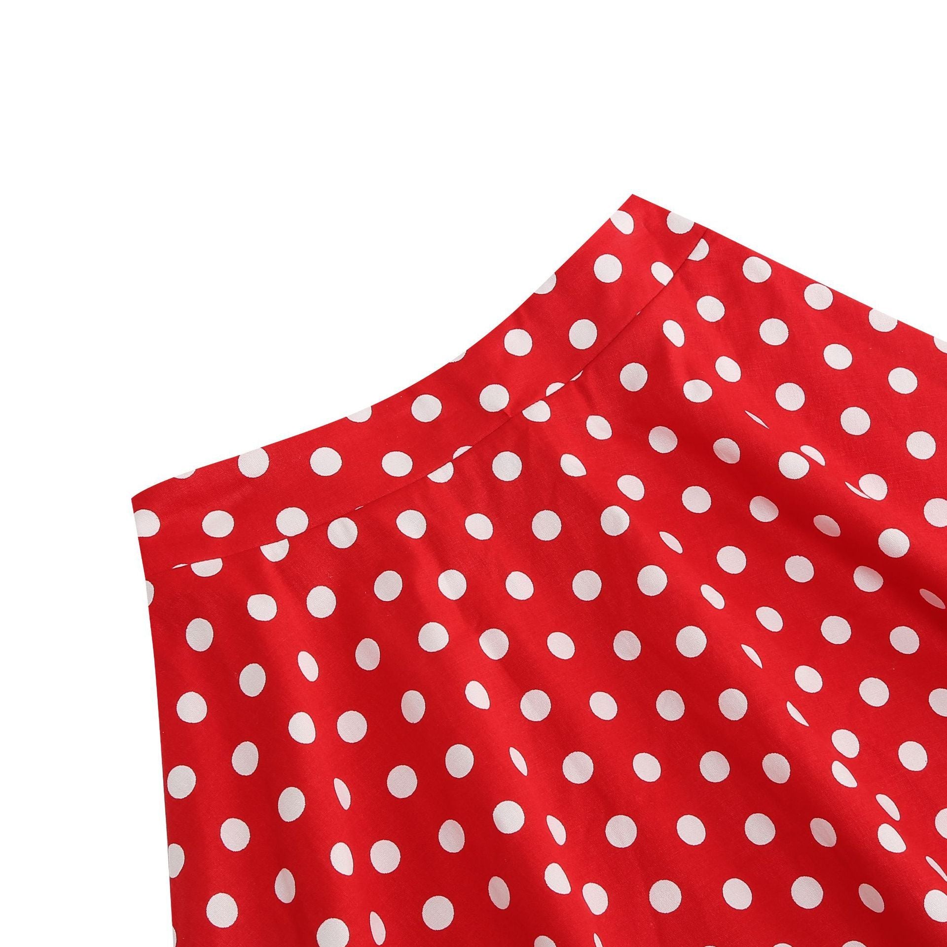 Girls Vintage Polka Dot Skirt 50s Flare A-Line Pleated 50s Skirt Red