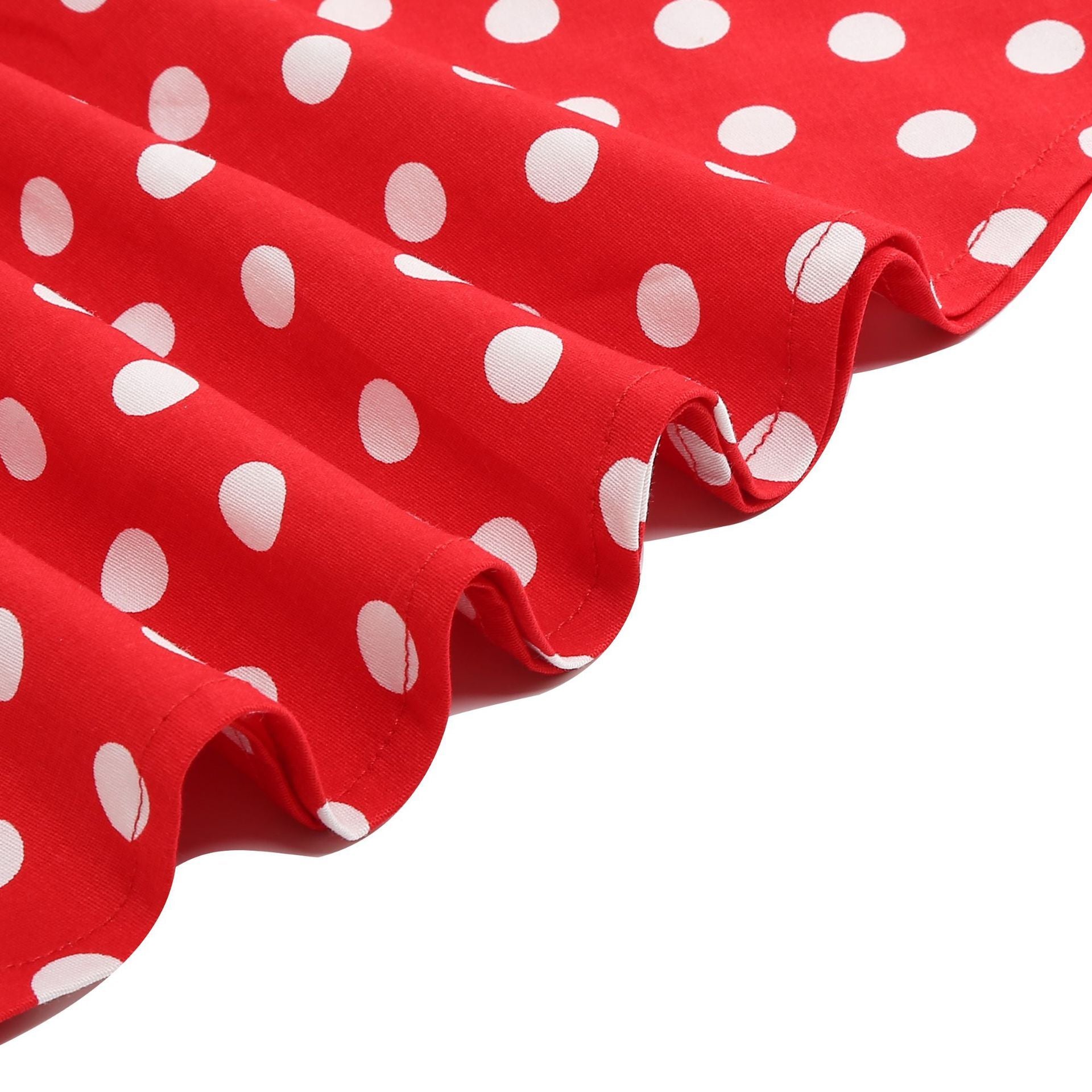 Girls Vintage Polka Dot Skirt 50s Flare A-Line Pleated 50s Skirt Red